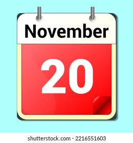 day on the calendar, vector image format, November 20