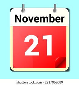 day on the calendar, vector image format, November 21