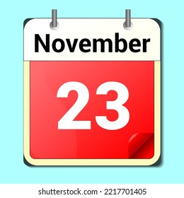 day on the calendar, vector image format, November 23