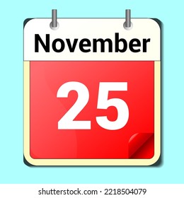 day on the calendar, vector image format, November 25