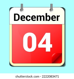 day on the calendar, vector image format, December 4