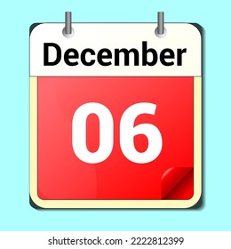 day on the calendar, vector image format, December 6
