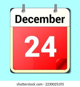día en el calendario, formato de imagen vectorial, 24 de diciembre