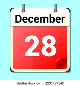 day on the calendar, vector image format, December 28