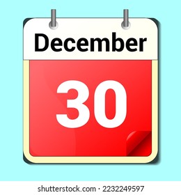 day on the calendar, vector image format, December 30