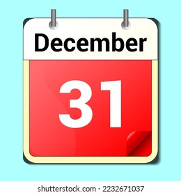 day on the calendar, vector image format, December 31