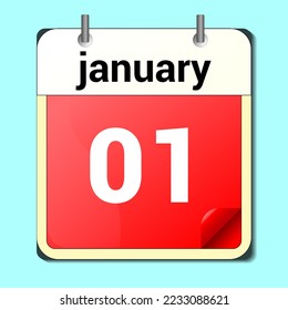 day on the calendar, vector image format, january 01