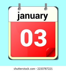 day on the calendar, vector image format, january 03