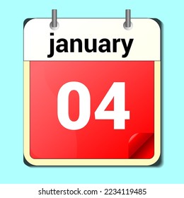day on the calendar, vector image format, january 04