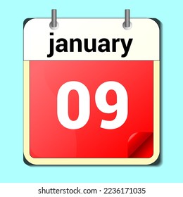 day on the calendar, vector image format, january 09
