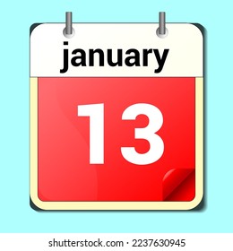 day on the calendar, vector image format, january 13