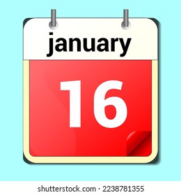 day on the calendar, vector image format, january 16