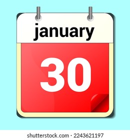 day on the calendar, vector image format, january 30