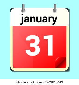 day on the calendar, vector image format, january 31