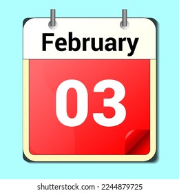 day on the calendar, vector image format, February 03
