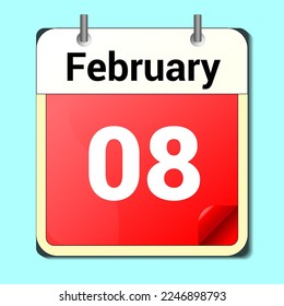 day on the calendar, vector image format, February 08