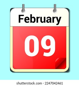 day on the calendar, vector image format, February 09