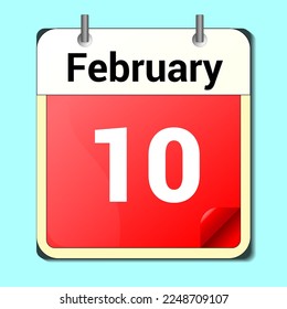 day on the calendar, vector image format, February 10