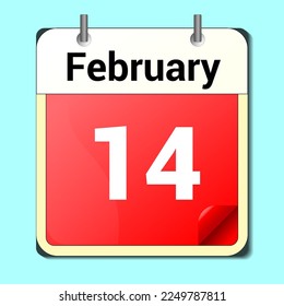 día en el calendario, formato de imagen vectorial, 14 de febrero