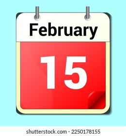 day on the calendar, vector image format, February 15