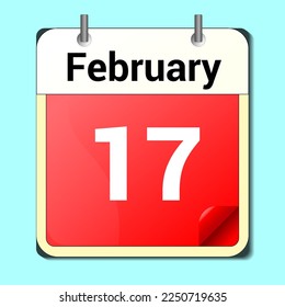 day on the calendar, vector image format, February 17