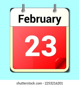 day on the calendar, vector image format, February 23