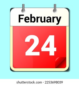 day on the calendar, vector image format, February 24