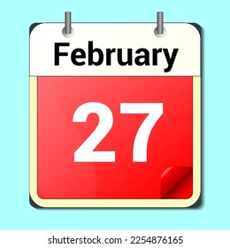 day on the calendar, vector image format, February 27