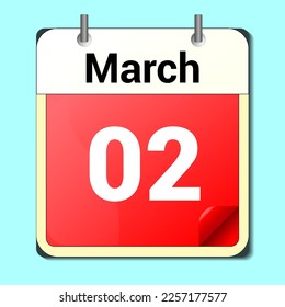 day on the calendar, vector image format, March 02