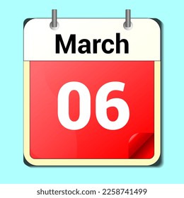 day on the calendar, vector image format, March 06