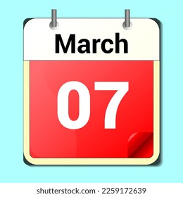 day on the calendar, vector image format, March 07