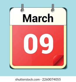 día del calendario, formato de imagen vectorial, marzo de 2009