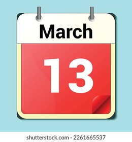 day on the calendar, vector image format, March 13
