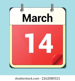 day on the calendar, vector image format, March 14