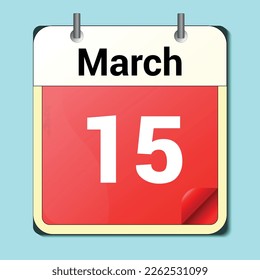 día en el calendario, formato de imagen vectorial, 15 de marzo