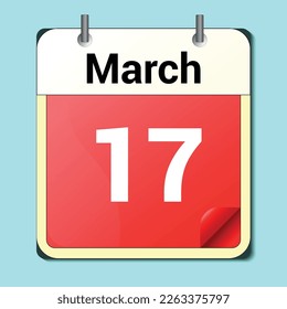 day on the calendar, vector image format, March 17