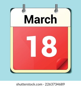day on the calendar, vector image format, March 18