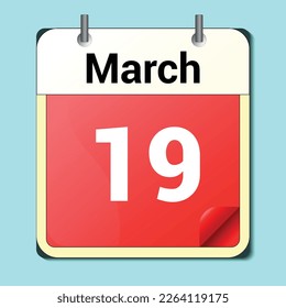day on the calendar, vector image format, March 19