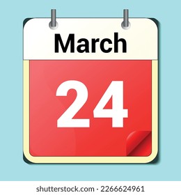 day on the calendar, vector image format, March 24