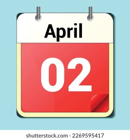 day on the calendar, vector image format, April 02