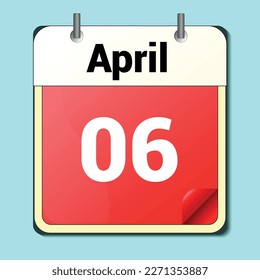 day on the calendar, vector image format, April 06