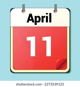 day on the calendar, vector image format, April 11