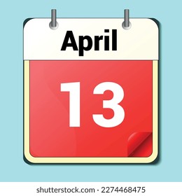 day on the calendar, vector image format, April 13