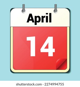 día en el calendario, formato de imagen vectorial, 14 de abril