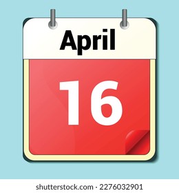 day on the calendar, vector image format, April 16