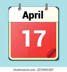 day on the calendar, vector image format, April 17