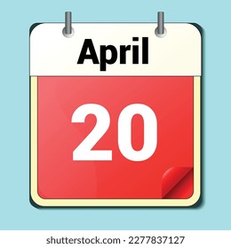 day on the calendar, vector image format, April 20