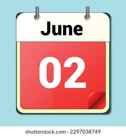 day on the calendar, vector image format, June 02