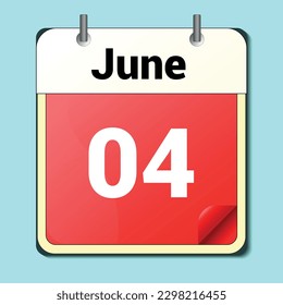 day on the calendar, vector image format, June 04