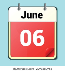 day on the calendar, vector image format, June 06